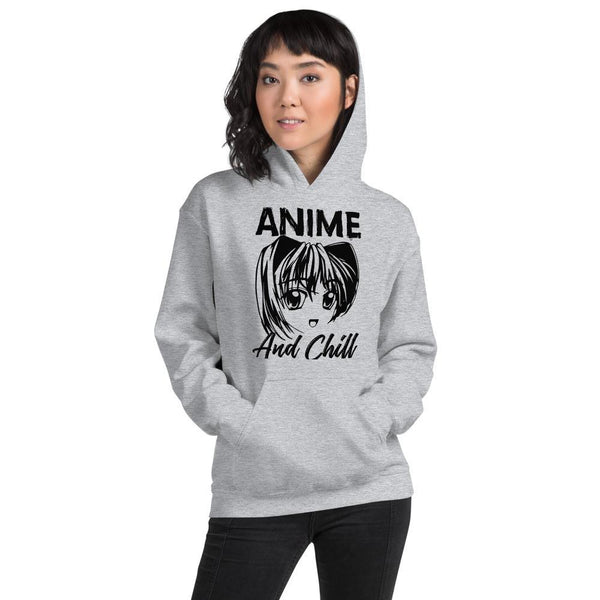 "Anime and Chill" | Happy Girl | Unisex Hoodie - Pinned Up Ink