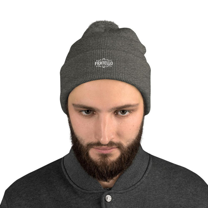 "Fratello" Pom-Pom Beanie (Solid Grey) - Pinned Up Ink