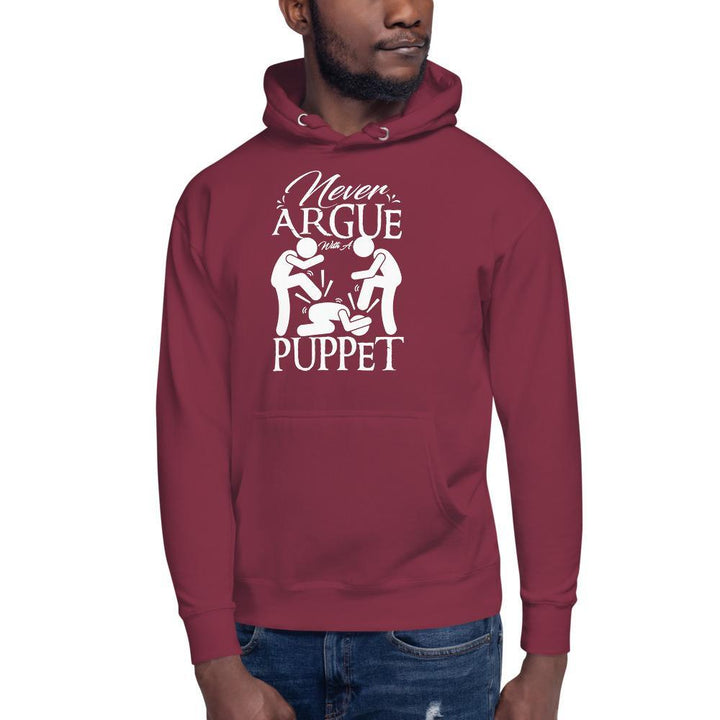 "Never Argue With A Puppet" - Action Hoodie - Pinned Up Ink