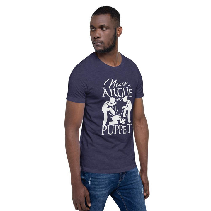 "Never Argue With A Puppet" Short - Sleeve T-Shirt | White Graphic - Pinned Up Ink
