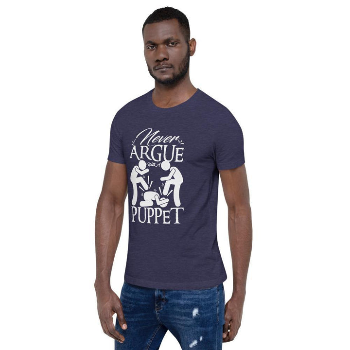 "Never Argue With A Puppet" Short - Sleeve T-Shirt | White Graphic - Pinned Up Ink