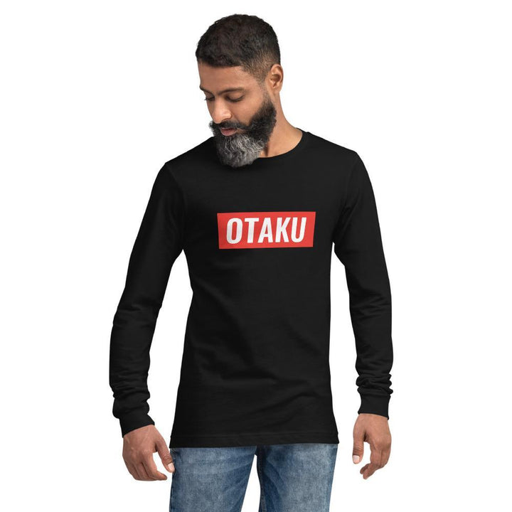 "Otaku" Red Stripe Unisex Long Sleeve Tee - Pinned Up Ink